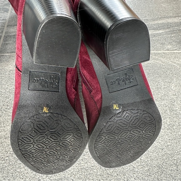 NWT Style & Co Burgundy / Wine Addyy Knee High Dress Boots in Faux Suede Size 7 - Picture 10 of 16